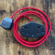 Coloured Fabric Decorative Extension Lead - Twisted Flex - Black Plug & Socket