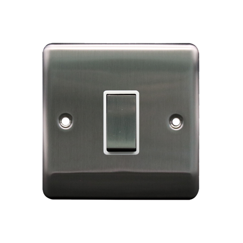 Caradok 1G 2Way 10A Switch Brushed Chrome White Insert