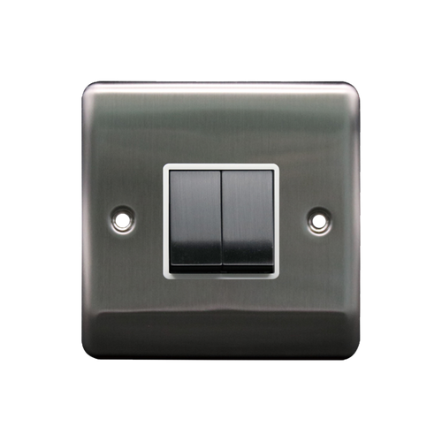 Caradok 2G 2Way 10A Switch Brushed Chrome White Insert