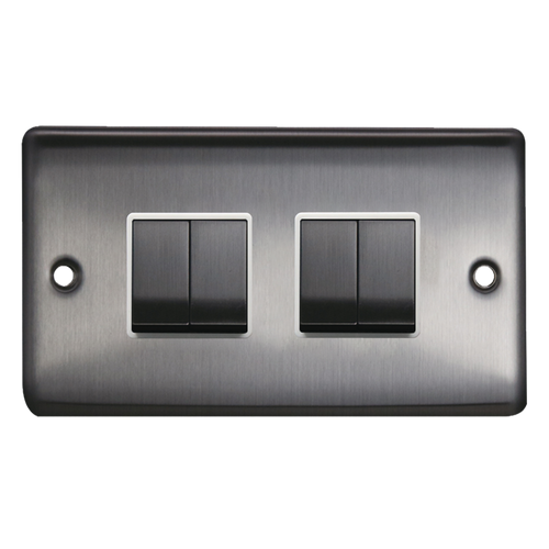 Caradok 4G 2Way 10A Switch Brushed Chrome White Insert