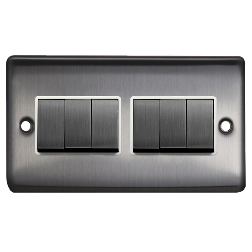 Caradok 6G 2Way 10A Switch Brushed Chrome White Insert