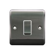 Caradok 1G Intermediate 10A Switch Brushed Chrome White Insert