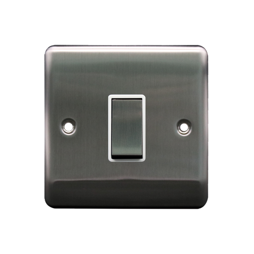 Caradok 1G Intermediate 10A Switch Brushed Chrome White Insert