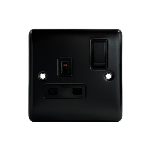 Caradok 1G 13A DP Switched Socket Matt Black