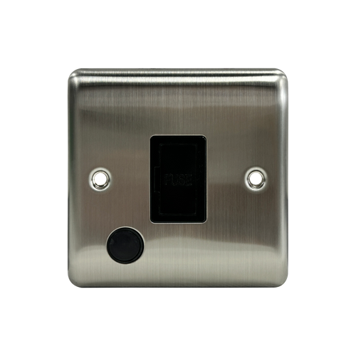 Caradok 13A Unswitched Spur + FO Brushed Chrome Black Insert