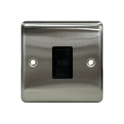 Caradok 13A Unswitched Spur Brushed Chrome Black Insert