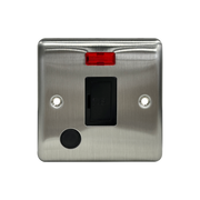 Caradok 13A Unswitched Spur c/w Neon + FO Brushed Chrome Black Insert