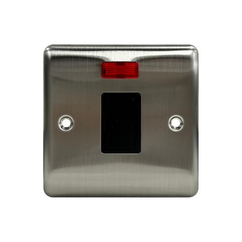 Caradok 13A Unswitched Spur c/w Neon Brushed Chrome Black Insert