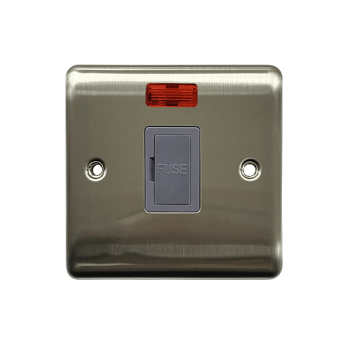 Caradok 13A Unswitched Spur c/w Neon Brushed Chrome Grey Insert