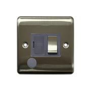 Caradok 13A Switched Spur + FO Brushed Chrome Grey Insert