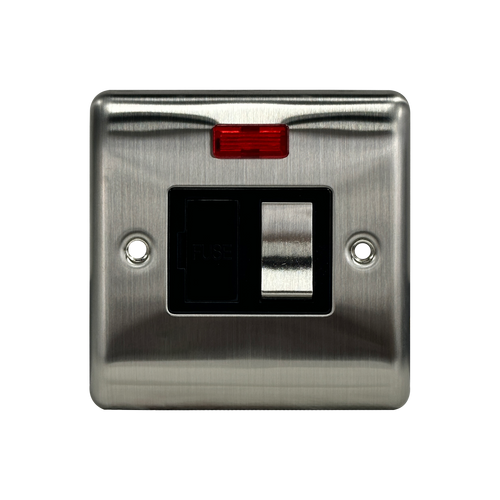 Caradok 13A Switched Spur c/w Neon Brushed Chrome Black Insert