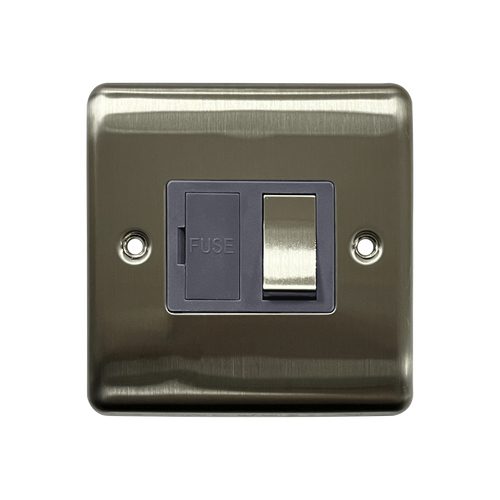 Caradok 13A Switched Spur Brushed Chrome Grey Insert