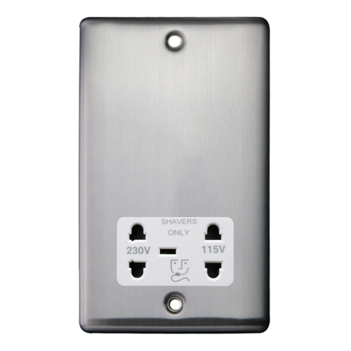 Caradok Shaver Socket Brushed Chrome White Insert