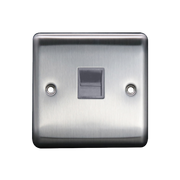 Caradok 1G Secondary Telephone Socket Brushed Chrome Grey Insert