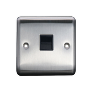 Caradok 1G Master Telephone Socket Brushed Chrome Black Insert