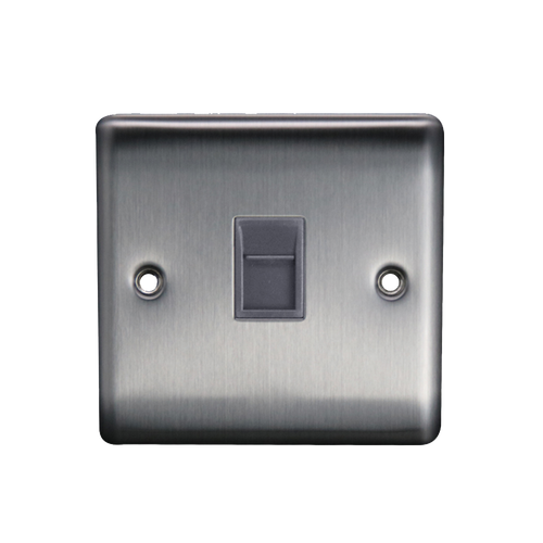 Caradok 1G RJ45 Cat5 Socket Brushed Chrome Grey Insert