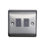 Caradok 2G RJ45 Cat5 Socket Brushed Chrome Grey Insert