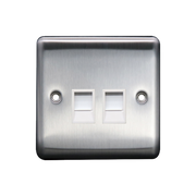 Caradok 2G RJ45 Cat5 Socket Brushed Chrome White Insert