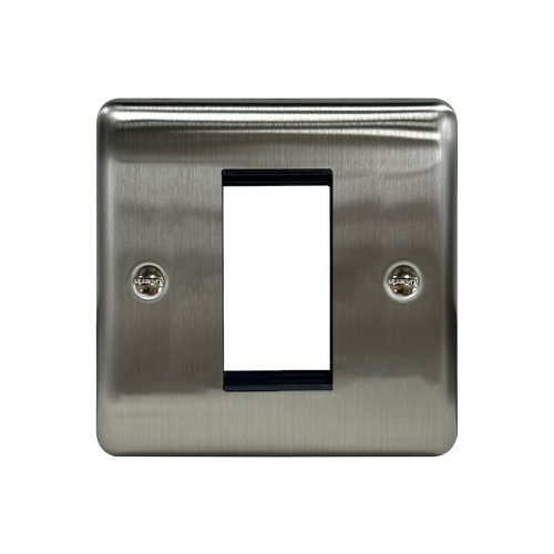 Caradok 1G 1 Module Data Plate Brushed Chrome Black Insert