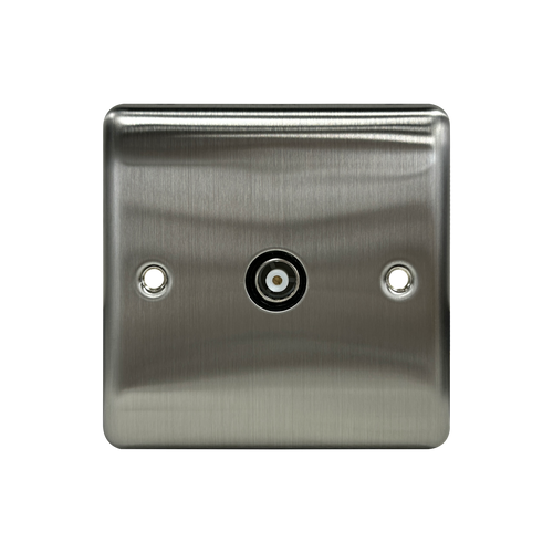 Caradok 1G Coax Socket Brushed Chrome Black Insert