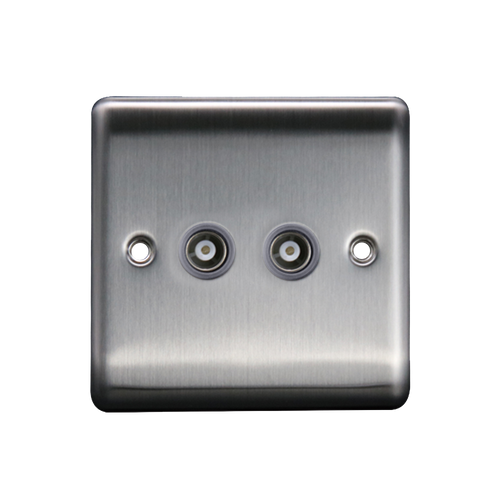 Caradok 2G Coax Socket Brushed Chrome Grey Insert
