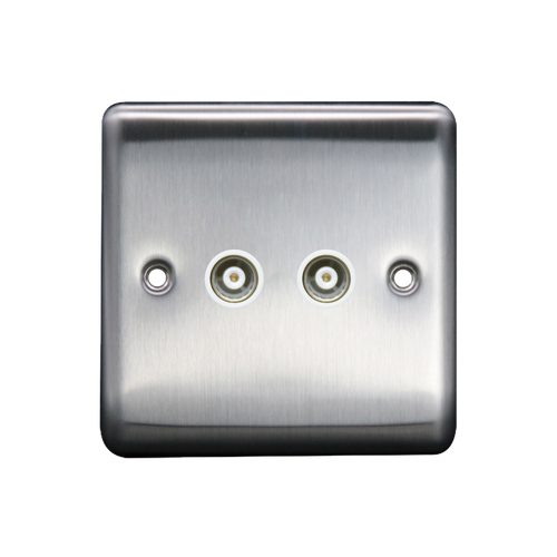 Caradok 2G Coax Socket Brushed Chrome White Insert