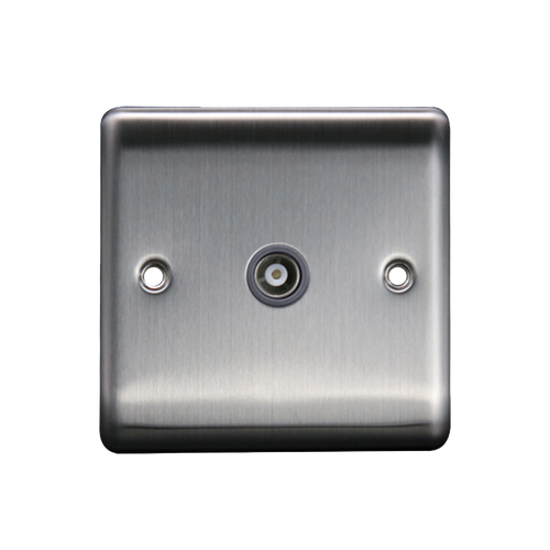 Caradok 1G Isolated Coax Socket Brushed Chrome Grey Insert