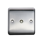 Caradok 1G Isolated Coax Socket Brushed Chrome White Insert
