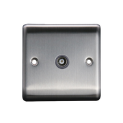 Caradok 1G Isolated Coax Socket + 1 Branch Brushed Chrome Grey Insert