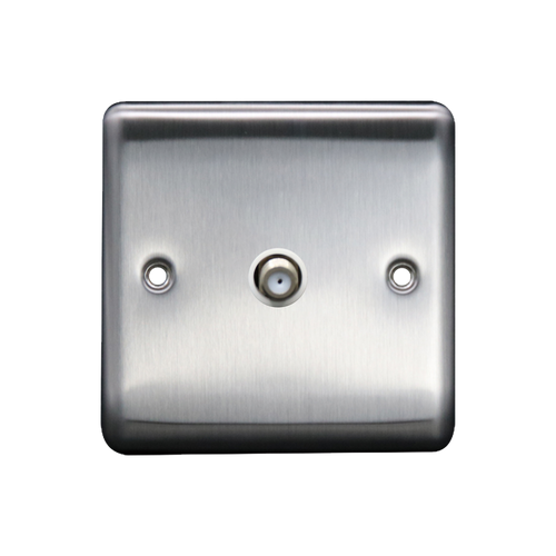 Caradok 1G Satellite Socket Brushed Chrome White Insert