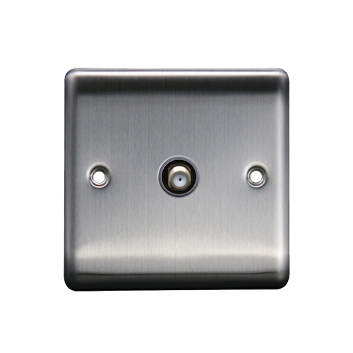 Caradok 1G Satellite Socket Brushed Chrome Grey Insert
