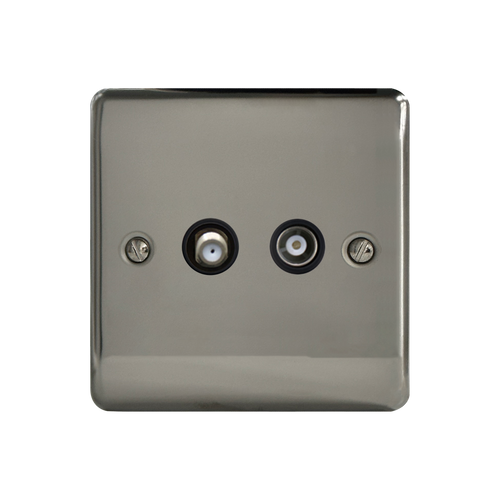 Caradok Satellite Socket + Coax Socket Black Nickel