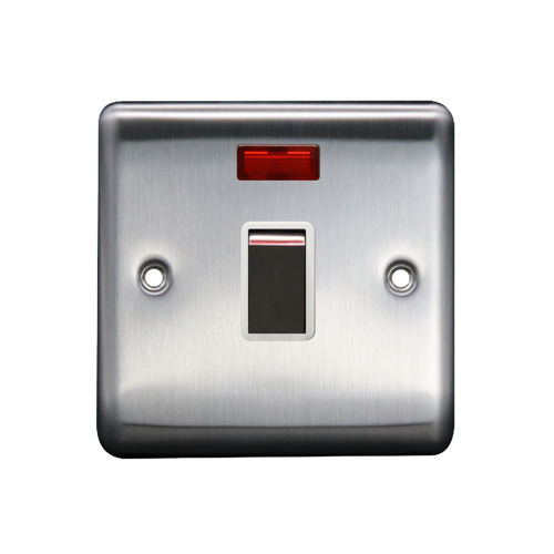 Caradok 20A DP Switch c/w Neon Brushed Chrome White Insert