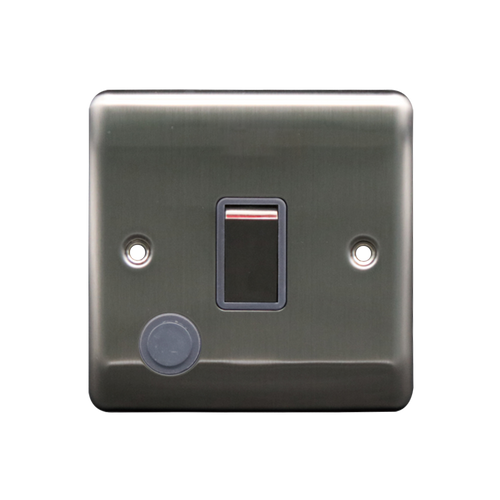 Caradok 20A DP Switch + FO Brushed Chrome Grey Insert