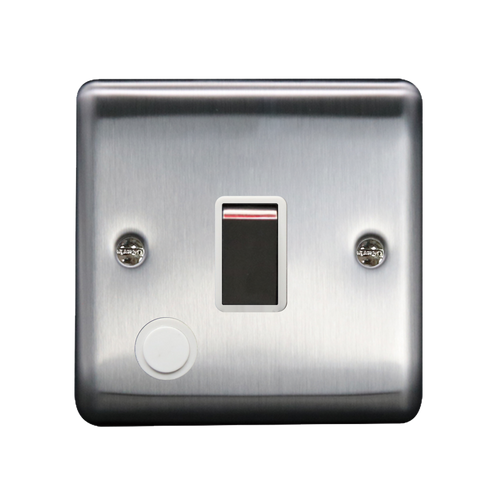 Caradok 20A DP Switch + FO Brushed Chrome White Insert