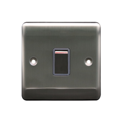 Caradok 20A DP Switch Brushed Chrome Grey Insert