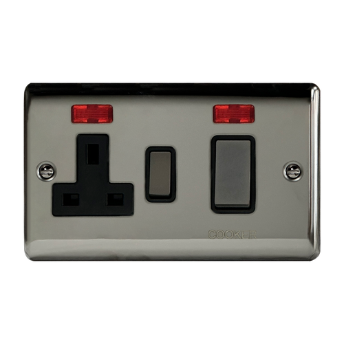 Caradok 45A DP Cooker Control Unit c/w Neon Black Nickel