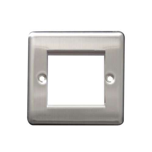 Caradok 1G 2 Module Data Plate Brushed Chrome White Insert