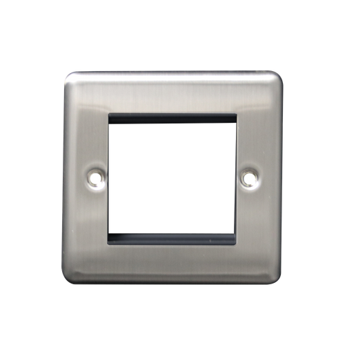 Caradok 1G 2 Module Data Plate Brushed Chrome Black Insert