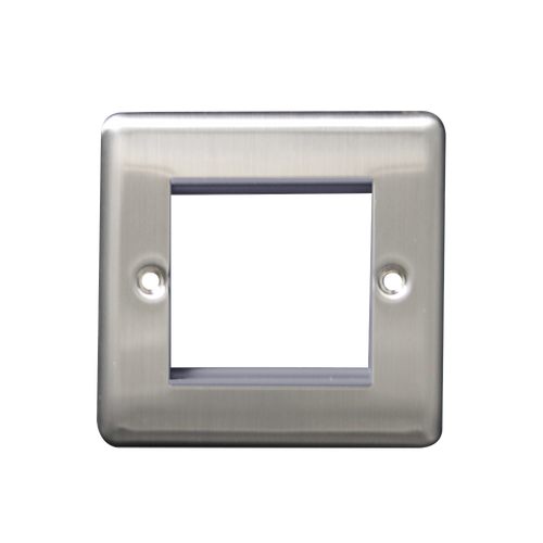 Caradok 1G 2 Module Data Plate Brushed Chrome Grey Insert