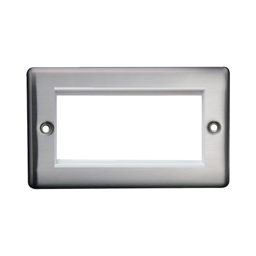 Caradok 2G 4 Module Data Plate Brushed Chrome White Insert