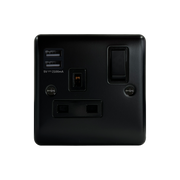 Caradok 1G 13A Switched Socket 2 USB A Matt Black