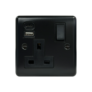 Caradok 1G 13A Switched Socket USB + TYPE C Matt Black