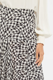 Louche Carole Gingham Twist Print Asymmetric Midi Skirt