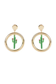 Casey Cactus Hoop Gold Earrings