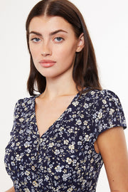 Cathleen Country Rose Print Tea Midi Tea Dress