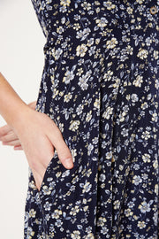 Cathleen Country Rose Print Tea Midi Tea Dress