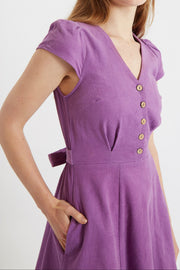 Louche Cathleen Lilac Mini Baby Cord Tea Dress
