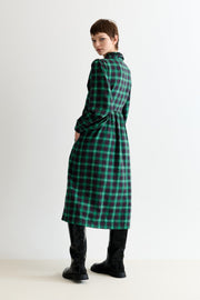 Catlin Winter Check Button Through Midi Dress – Green