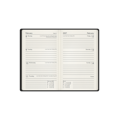2026-2027 Mid Year Planner - 13 Month Pocket Week-to-View Diary - Hard Cover - Collins Debden Legacy Range